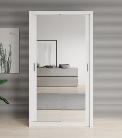 Blake - Kledingkast met spiegel - Wit - 120x62x215 cm