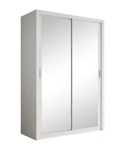 Blake - Kledingkast met spiegel - Wit - 150x62x215 cm