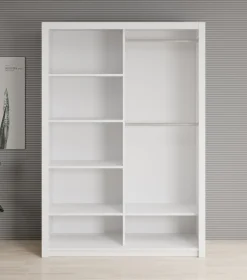 Blake - Kledingkast met spiegel - Wit - 150x62x215 cm
