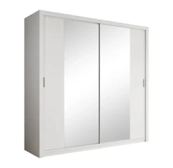 Blake - Kledingkast met spiegel - Wit - 220x62x215 cm