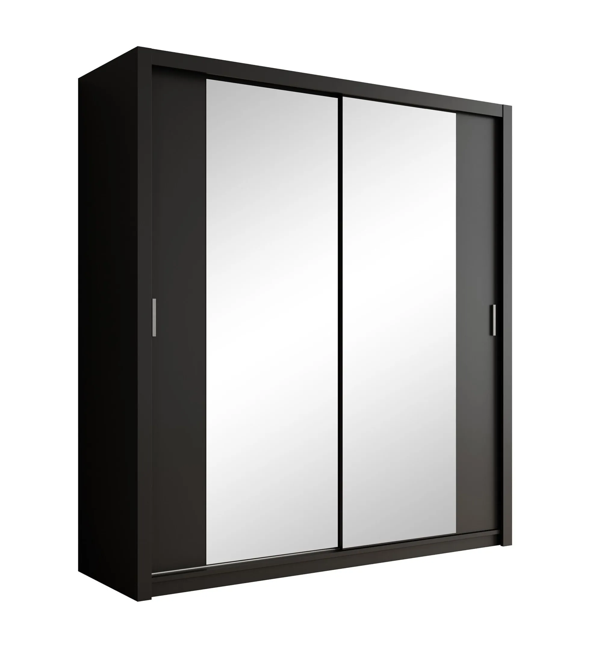 Blake - Kledingkast met spiegel - Zwart - 200x62x215 cm