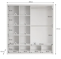 Blake - Kledingkast met spiegel - Zwart - 200x62x215 cm