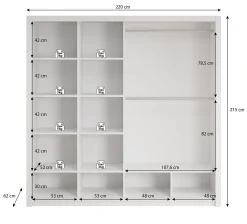 Blake - Kledingkast met spiegel - Zwart - 220x62x215 cm