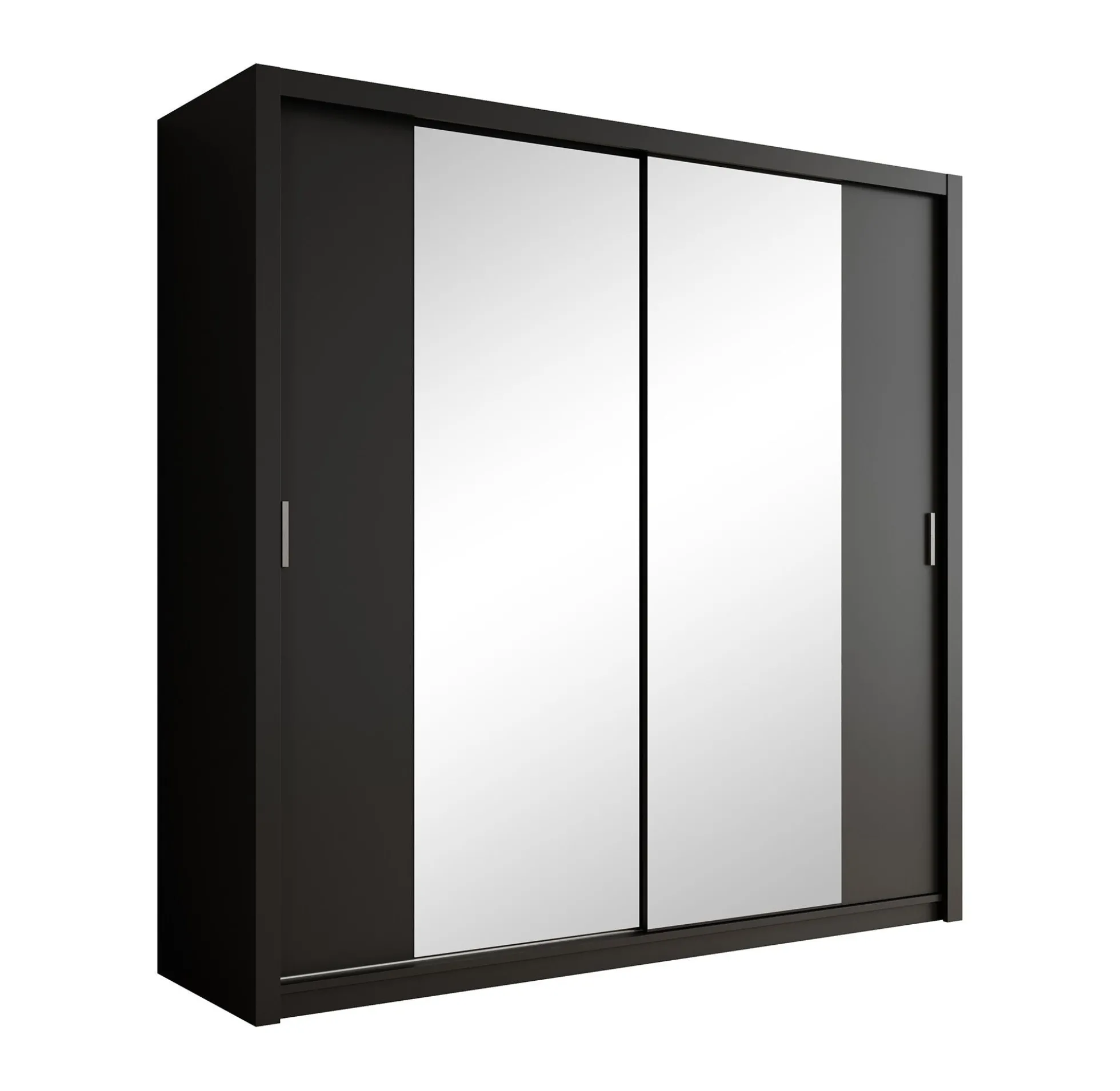 Blake - Kledingkast met spiegel - Zwart - 220x62x215 cm