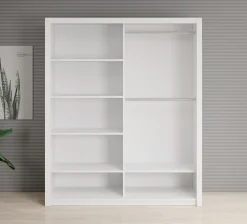 Blake - Kledingkast met spiegel - Wit - 180x62x215 cm
