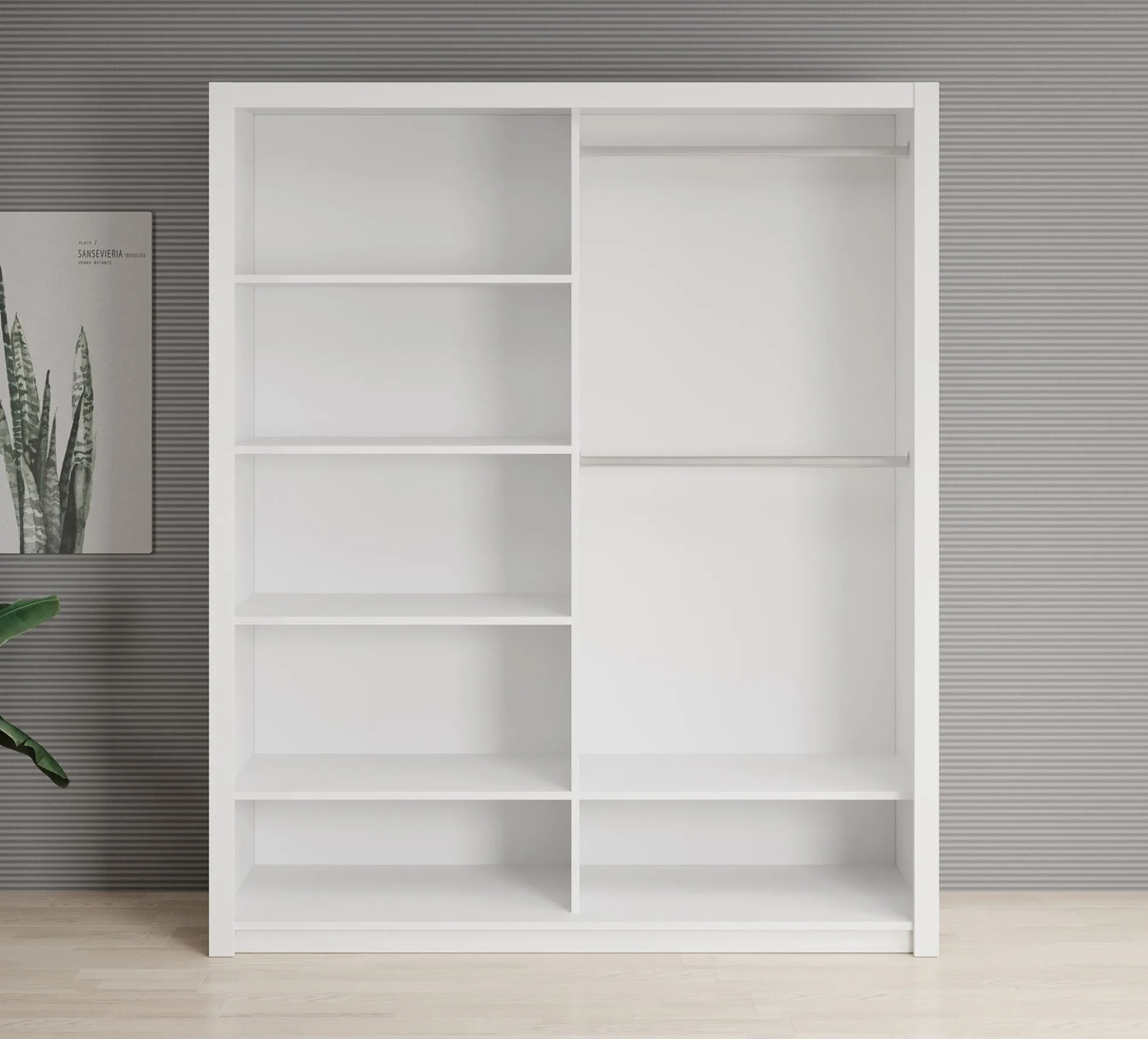 Blake - Kledingkast met spiegel - Wit - 180x62x215 cm