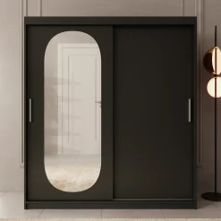 Bodhi - Kledingkast met schuifdeuren - Zwart - 180x62x200 cm