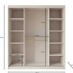 Bodhi - Kledingkast met schuifdeuren - Zwart - 180x62x200 cm