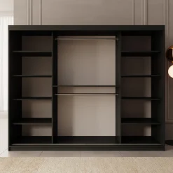 Bodhi - Kledingkast met schuifdeuren - Zwart 250x62x200 cm