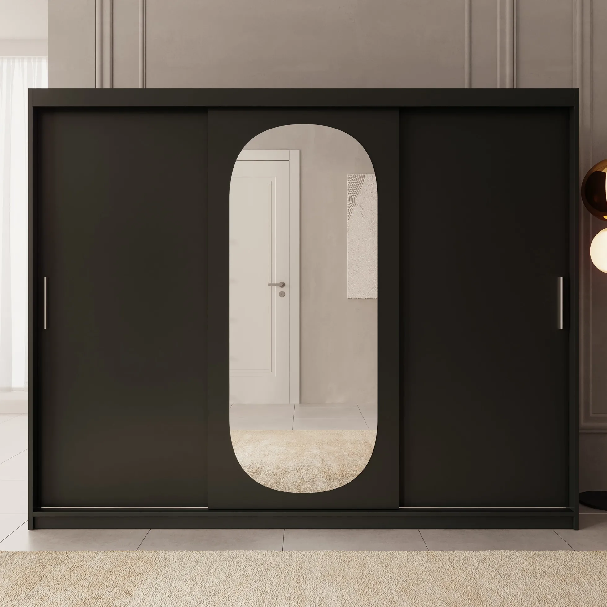 Bodhi - Kledingkast met schuifdeuren - Zwart 250x62x200 cm