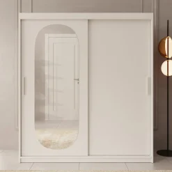 Bodhi - Kledingkast met schuifdeuren - Wit - 180x62x200 cm