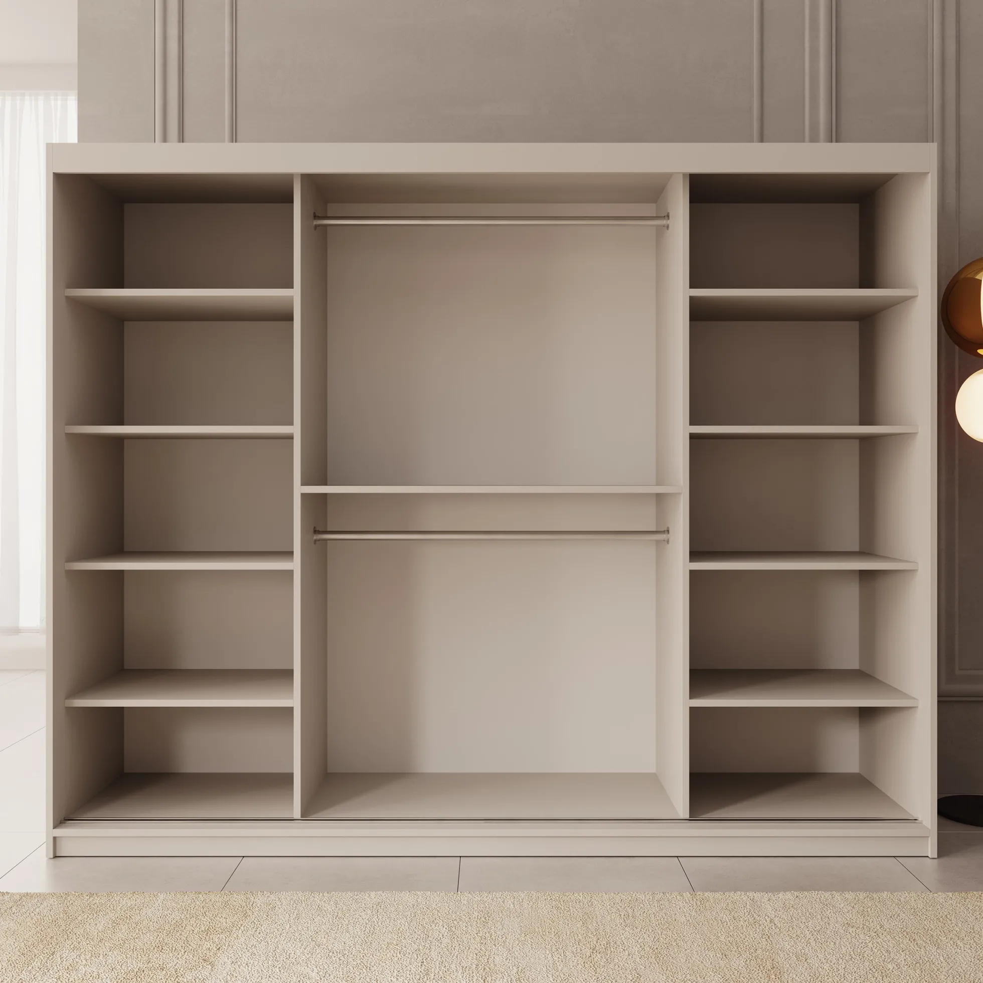 Bodhi - Kledingkast met schuifdeuren - Beige 250x62x200 cm