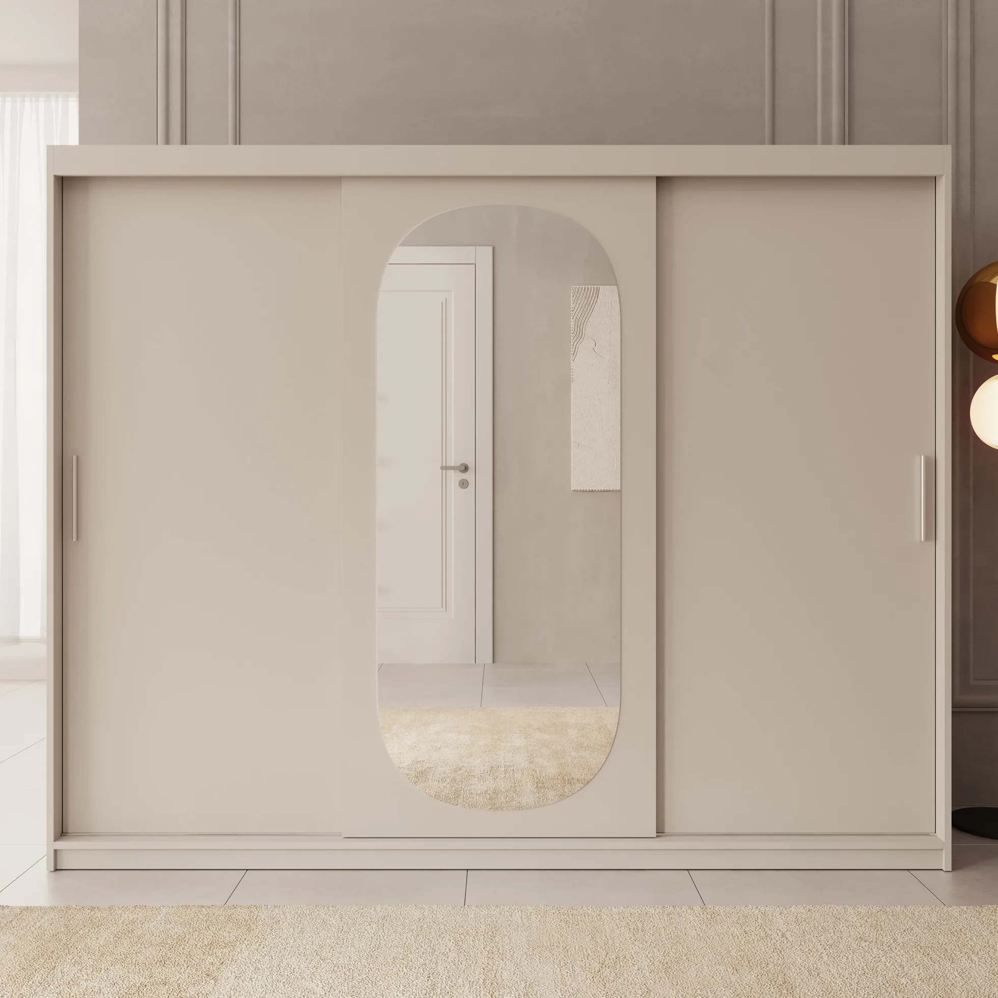 Bodhi - Kledingkast met schuifdeuren - Beige 250x62x200 cm