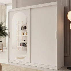 Bodhi - Kledingkast met schuifdeuren - Wit - 200x62x200 cm