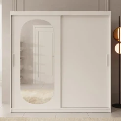 Bodhi - Kledingkast met schuifdeuren - Wit - 200x62x200 cm