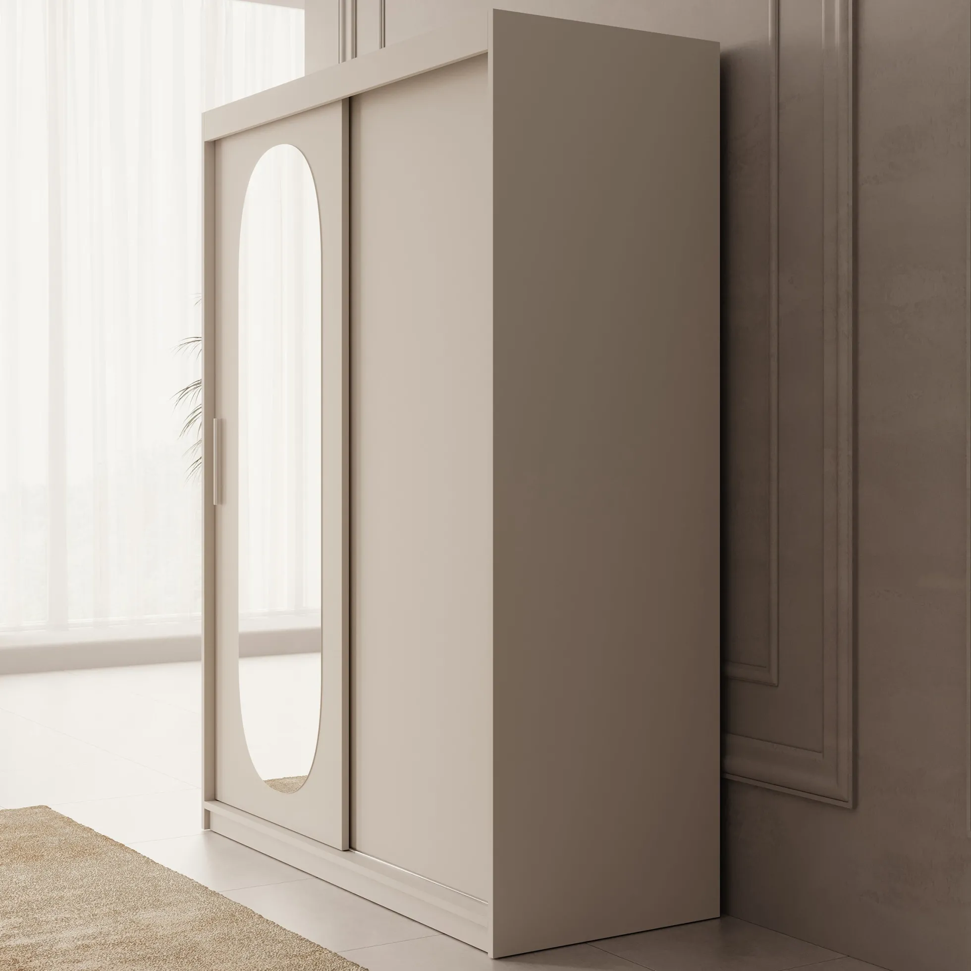 Bodhi - Kledingkast met schuifdeuren - Beige - 150x62x200 cm