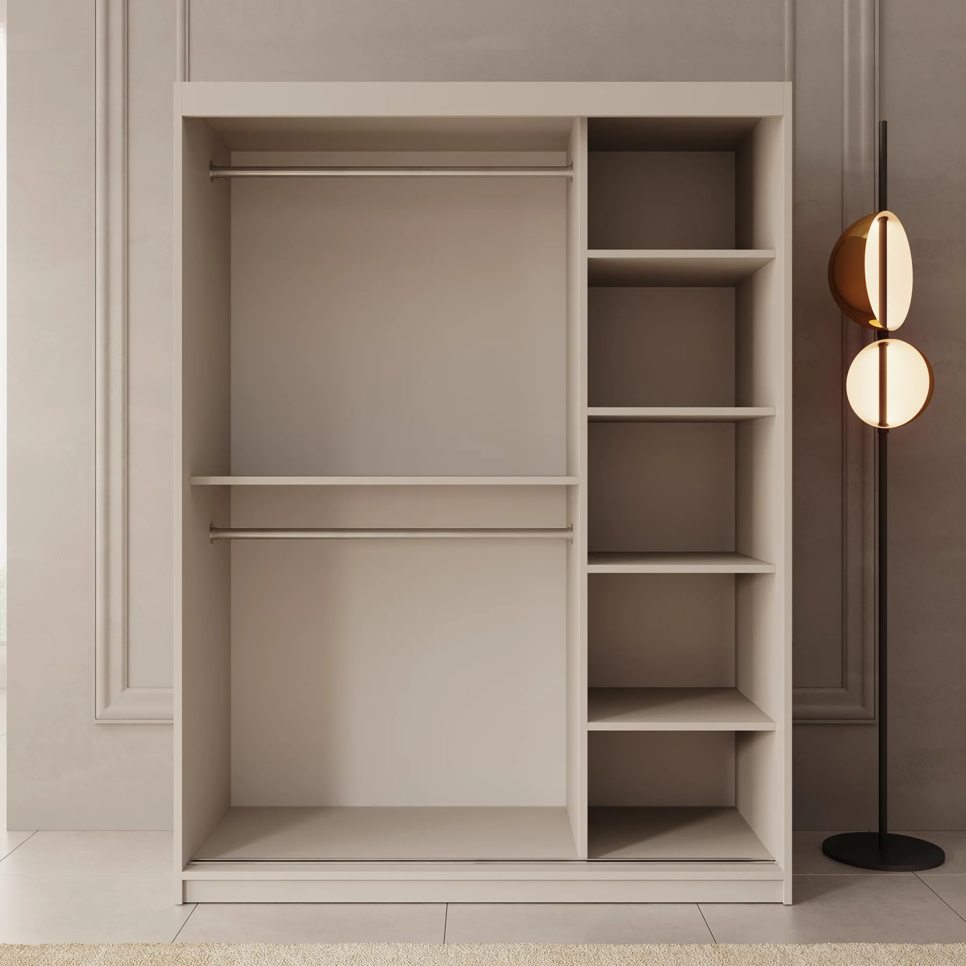 Bodhi - Kledingkast met schuifdeuren - Beige - 150x62x200 cm