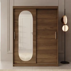 Bodhi - Kledingkast met schuifdeuren - Walnootpatroon - 150x62x200 cm