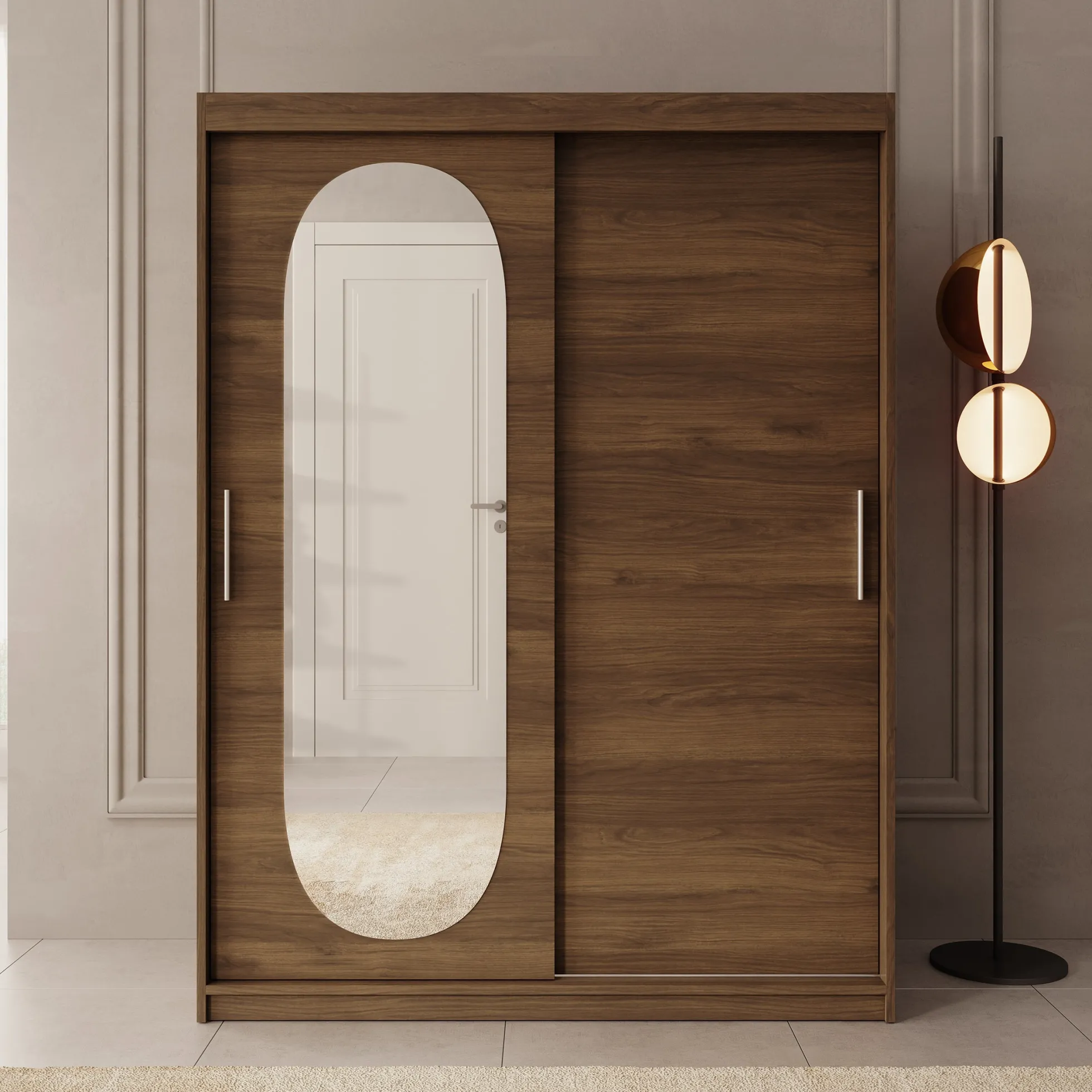 Bodhi - Kledingkast met schuifdeuren - Walnootpatroon - 150x62x200 cm