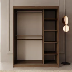 Bodhi - Kledingkast met schuifdeuren - Walnootpatroon - 150x62x200 cm