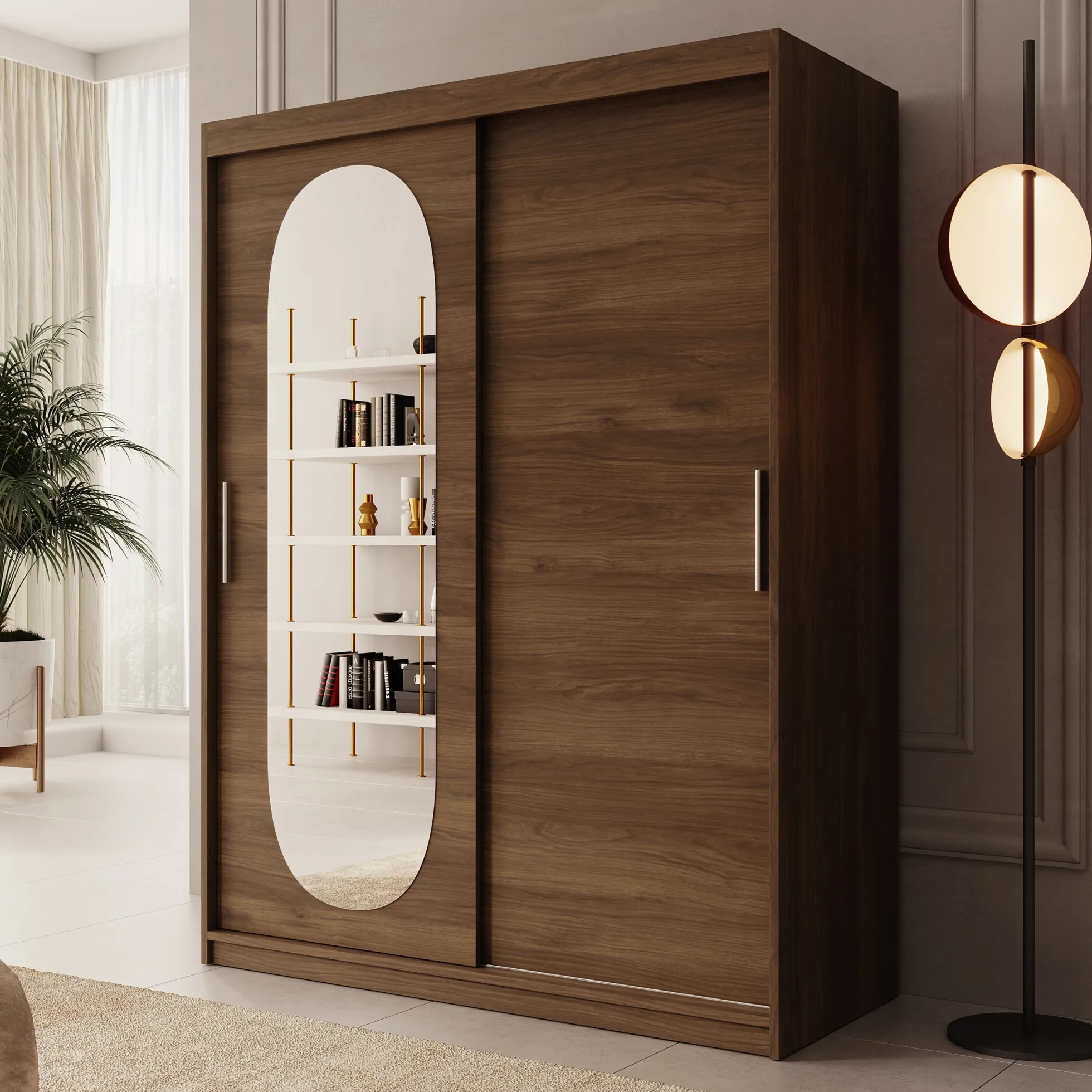 Bodhi - Kledingkast met schuifdeuren - Walnootpatroon - 150x62x200 cm