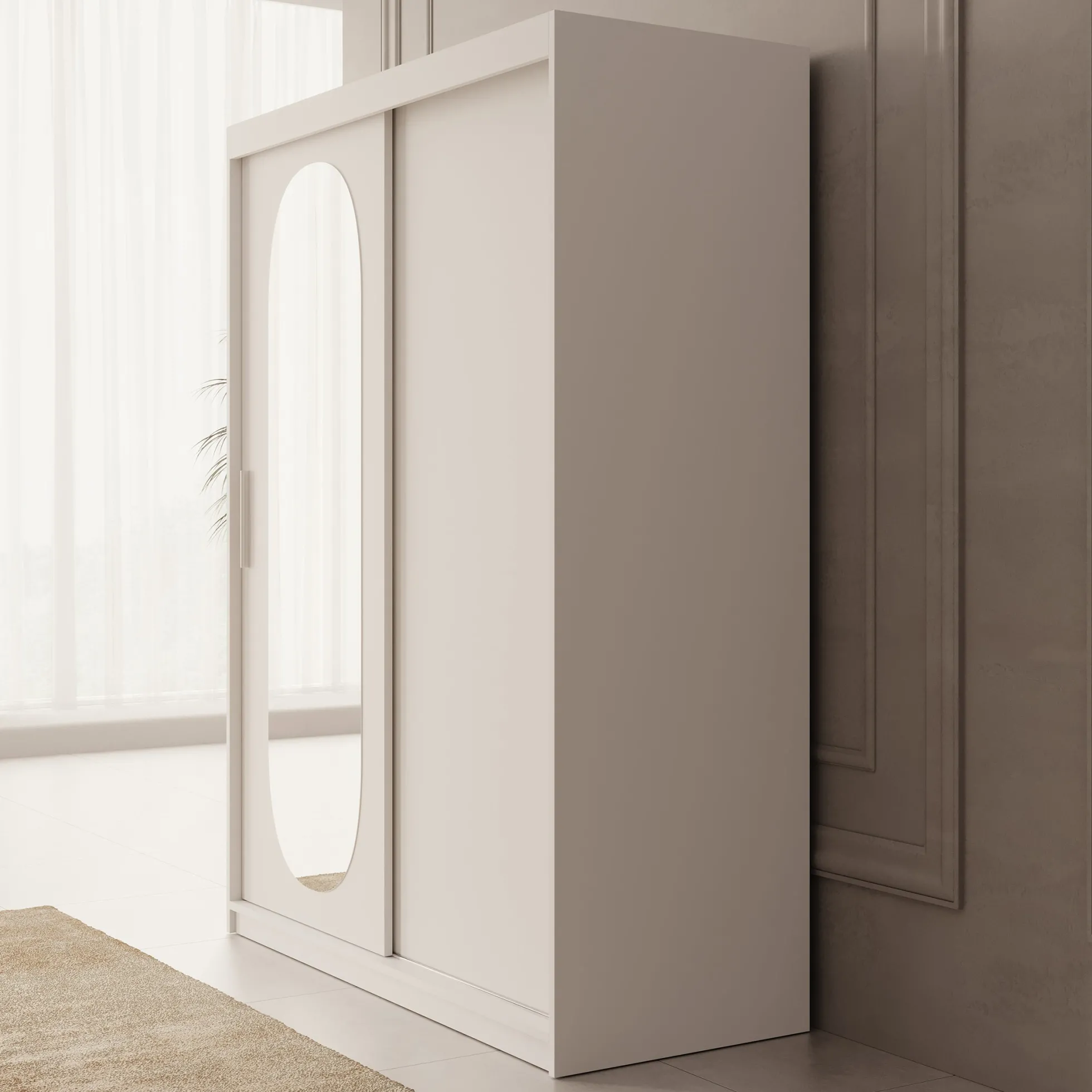 Bodhi - Kledingkast met schuifdeuren - Wit - 150x62x200 cm