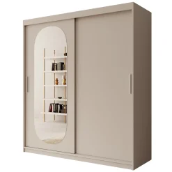 Bodhi - Kledingkast met schuifdeuren - Beige - 180x62x200 cm