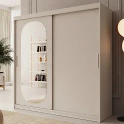 Bodhi - Kledingkast met schuifdeuren - Beige - 200x62x200 cm