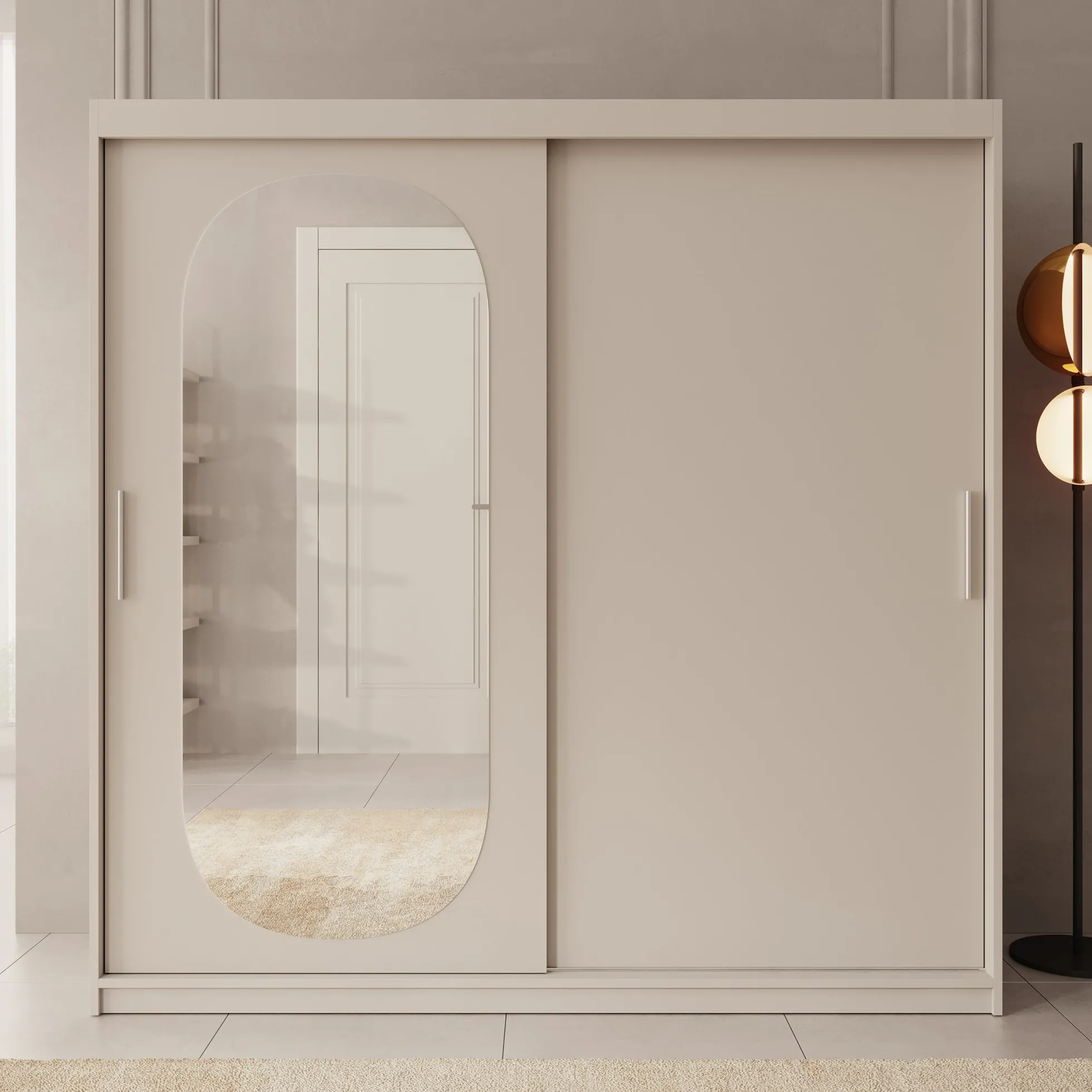 Bodhi - Kledingkast met schuifdeuren - Beige - 200x62x200 cm