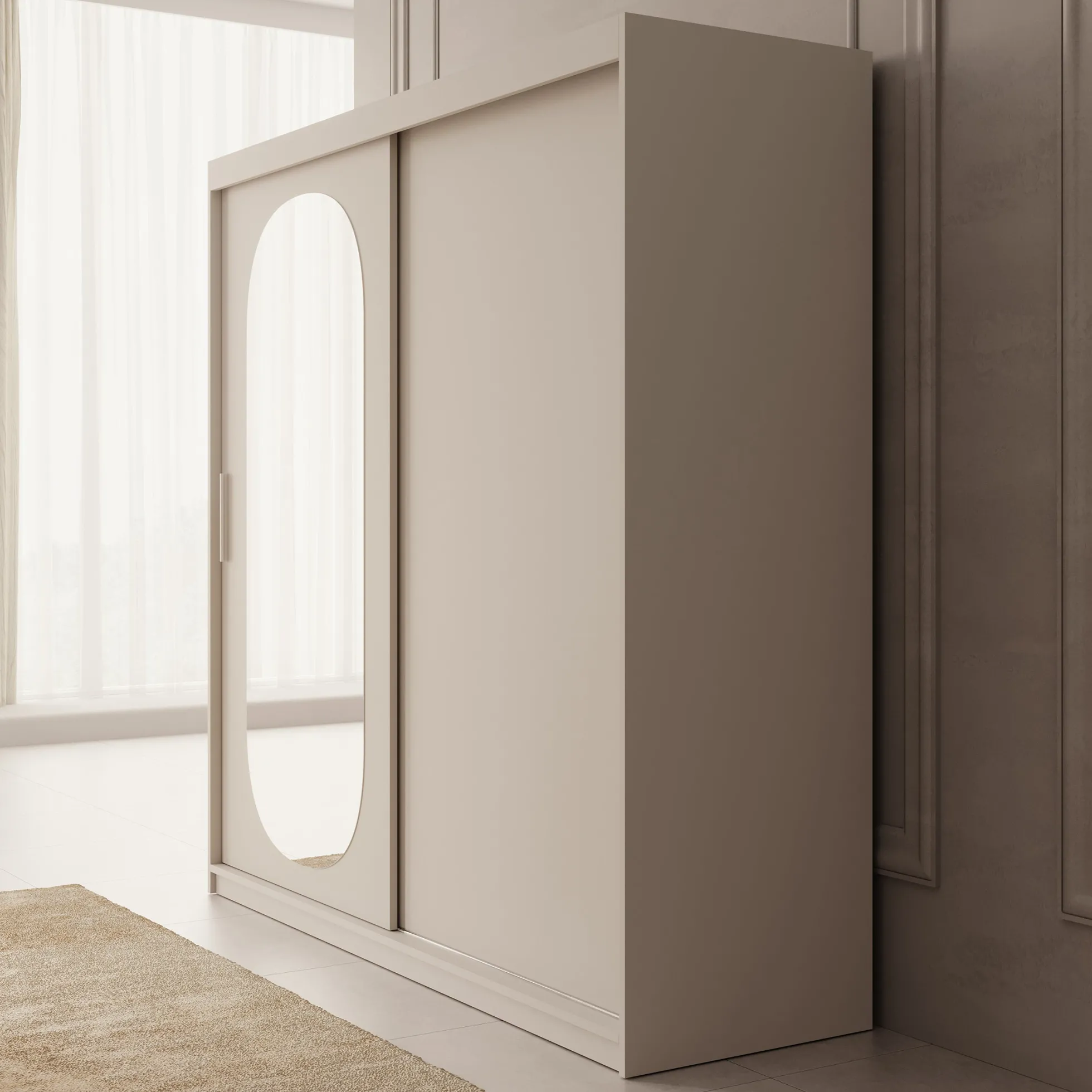 Bodhi - Kledingkast met schuifdeuren - Beige - 200x62x200 cm