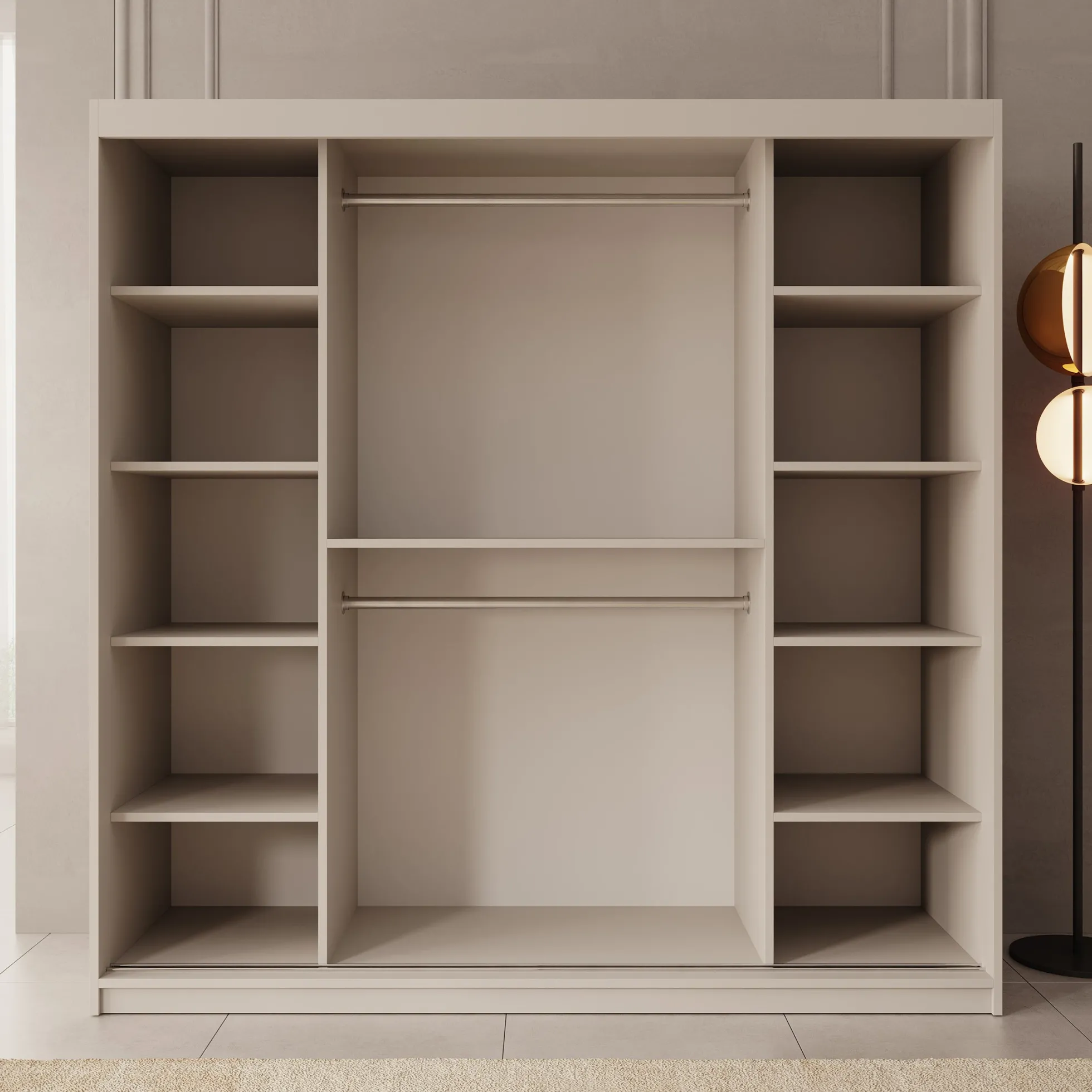 Bodhi - Kledingkast met schuifdeuren - Beige - 200x62x200 cm
