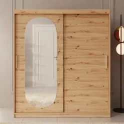 Bodhi - Kledingkast met schuifdeuren - Eiken - 180x62x200 cm