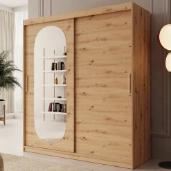 Bodhi - Kledingkast met schuifdeuren - Eiken - 180x62x200 cm