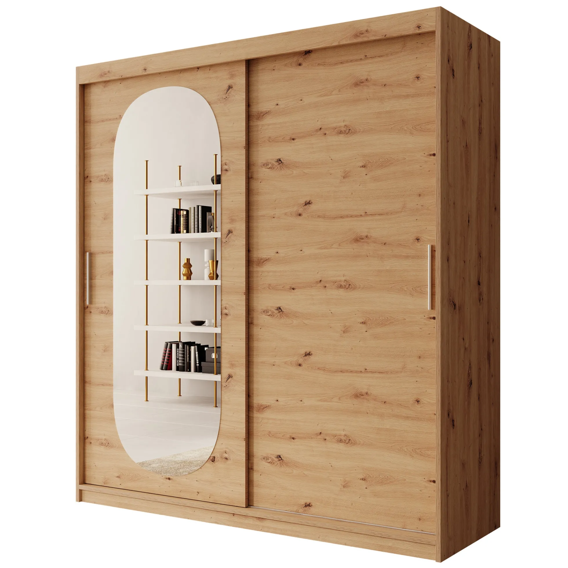 Bodhi - Kledingkast met schuifdeuren - Eiken - 180x62x200 cm