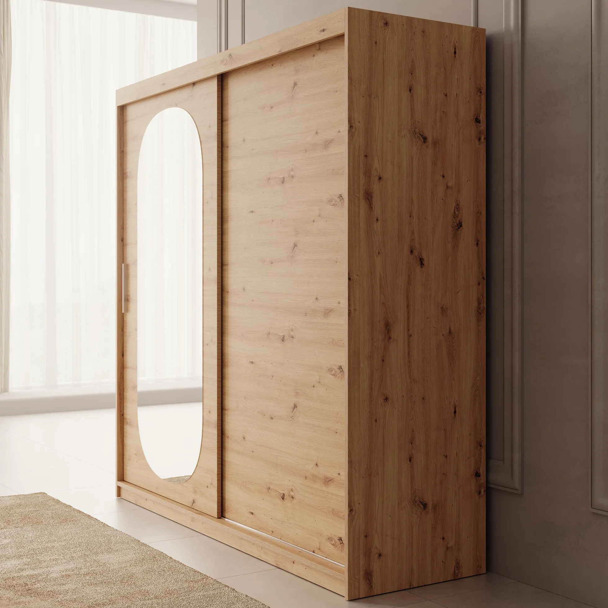 Bodhi - Kledingkast met schuifdeuren - Eiken - 200x62x200 cm