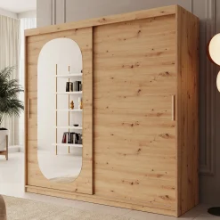 Bodhi - Kledingkast met schuifdeuren - Eiken - 200x62x200 cm