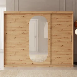 Bodhi - Kledingkast met schuifdeuren - Eiken - 250x62x200 cm