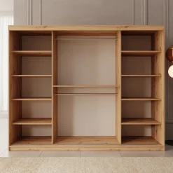 Bodhi - Kledingkast met schuifdeuren - Eiken - 250x62x200 cm