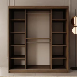 Bodhi - Kledingkast met schuifdeuren - Walnootpatroon - 180x62x200 cm