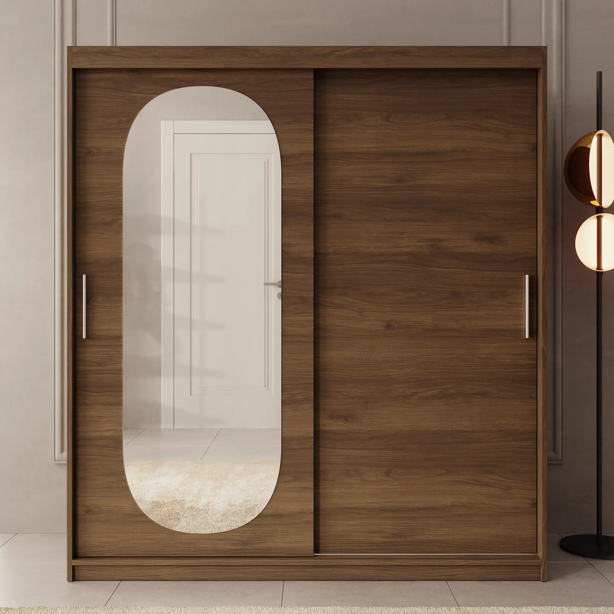 Bodhi - Kledingkast met schuifdeuren - Walnootpatroon - 180x62x200 cm