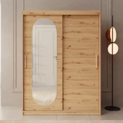 Bodhi - Kledingkast met schuifdeuren - Eiken - 150x62x200 cm