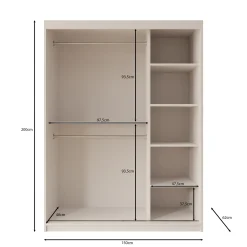 Bodhi - Kledingkast met schuifdeuren - Eiken - 150x62x200 cm
