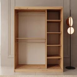Bodhi - Kledingkast met schuifdeuren - Eiken - 150x62x200 cm