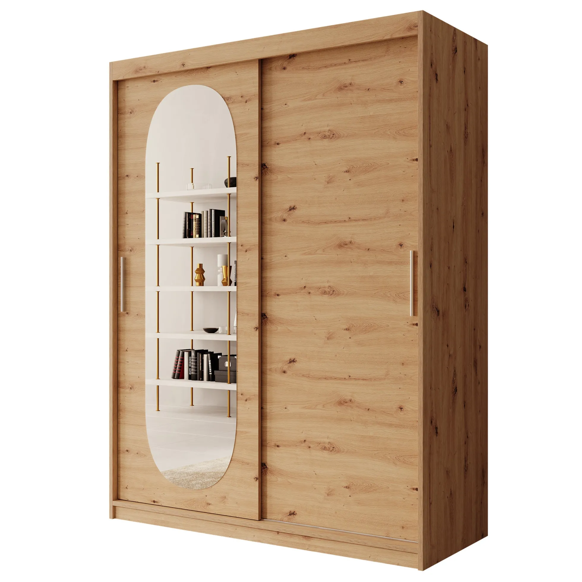 Bodhi - Kledingkast met schuifdeuren - Eiken - 150x62x200 cm
