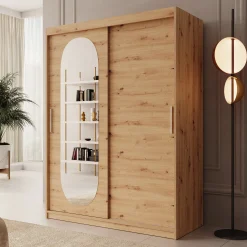 Bodhi - Kledingkast met schuifdeuren - Eiken - 150x62x200 cm
