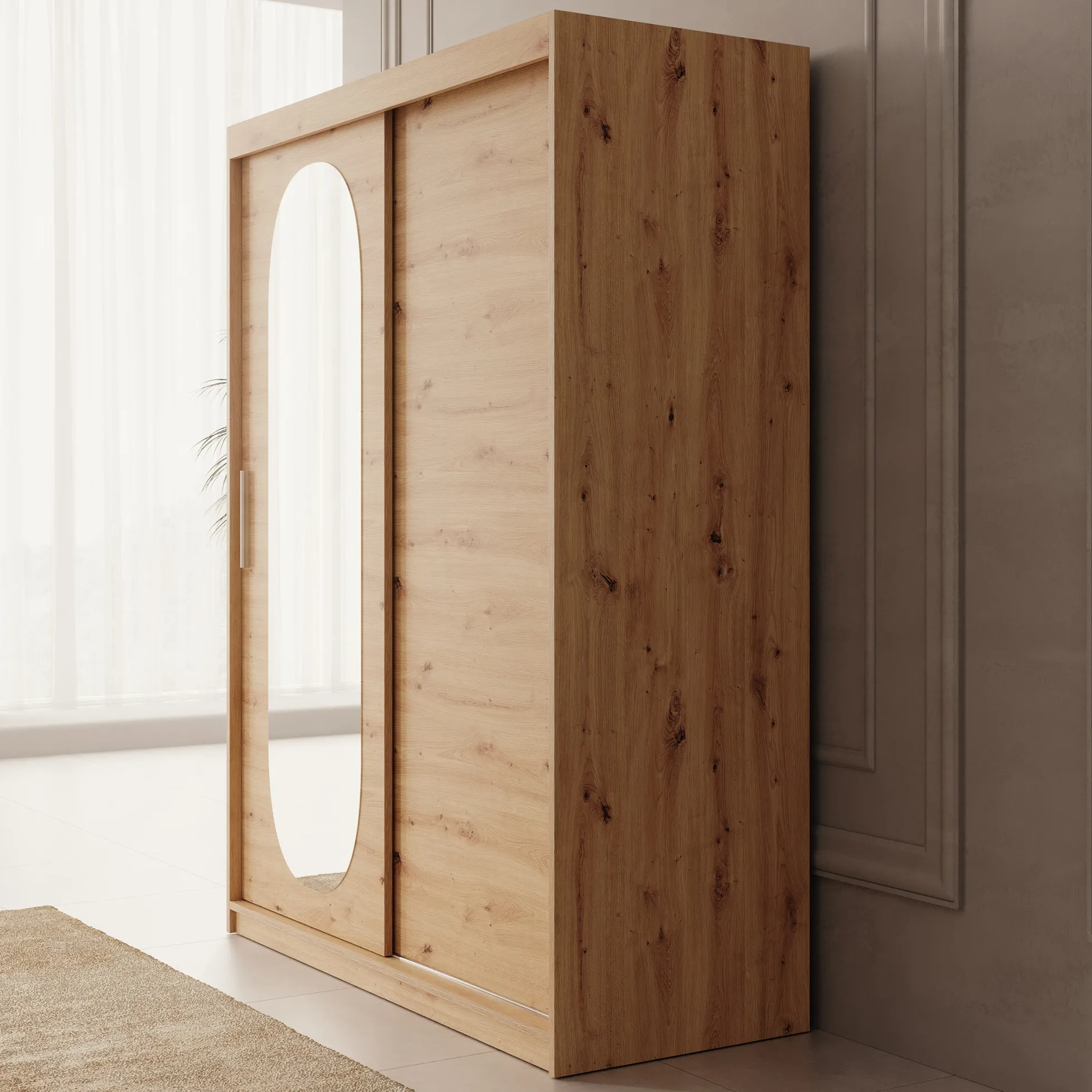 Bodhi - Kledingkast met schuifdeuren - Eiken - 150x62x200 cm
