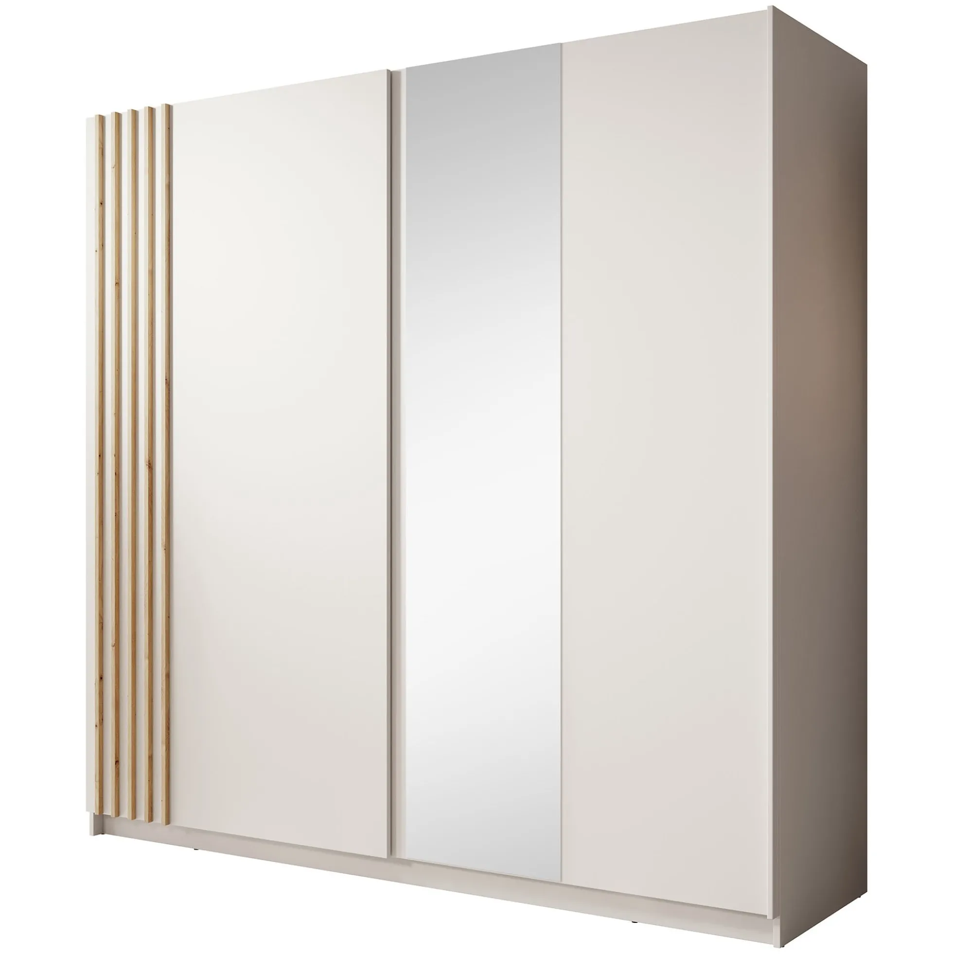 Boets - Kledingkast met schuifdeuren - Wit/eiken - 200x64x199 cm