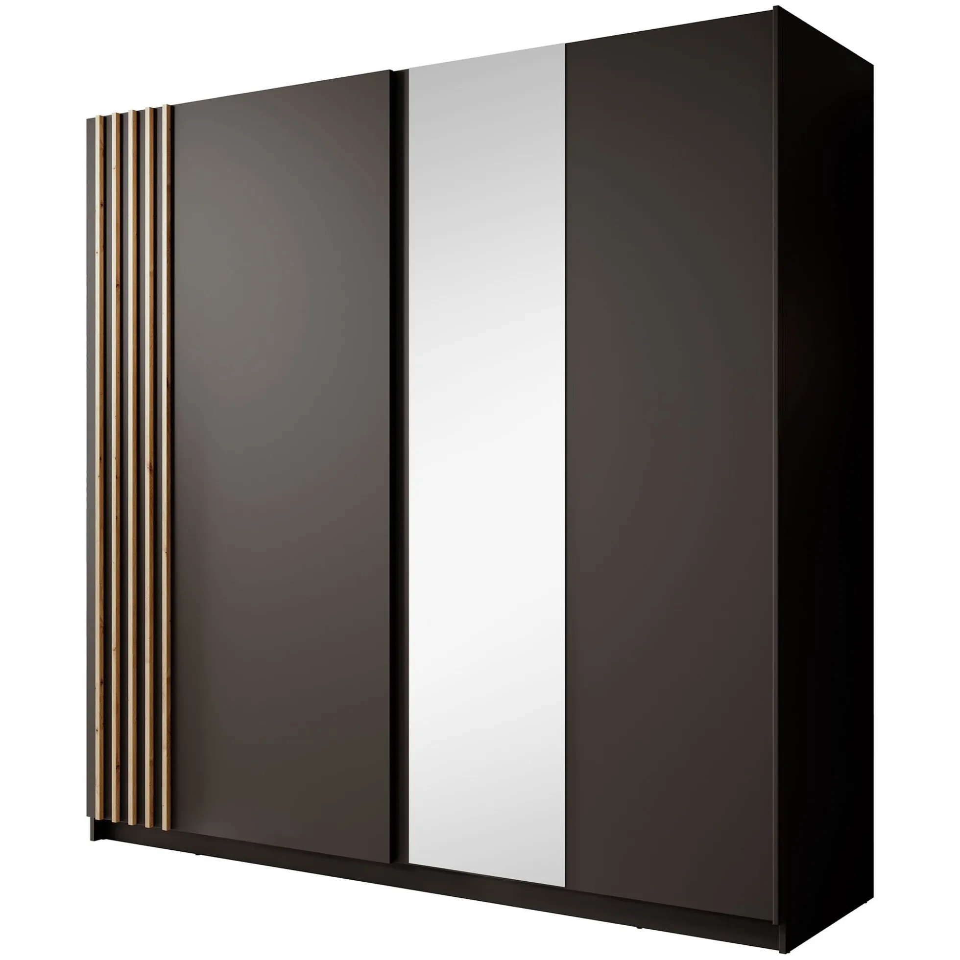 Boets - Kledingkast met schuifdeuren - Zwart/eiken - 200x64x199 cm