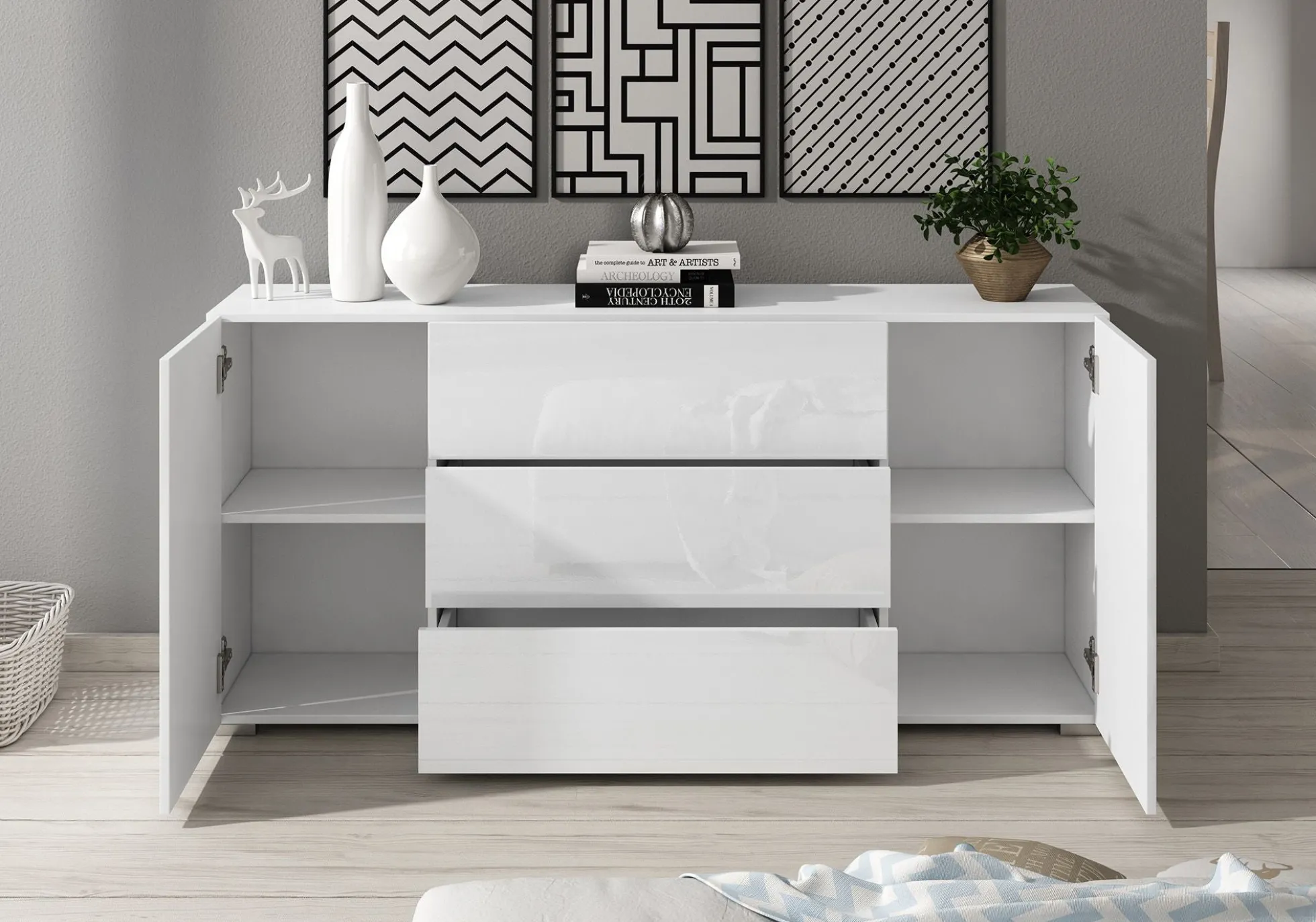 Bonzo - Dressoir - Wit - 150x39x68 cm