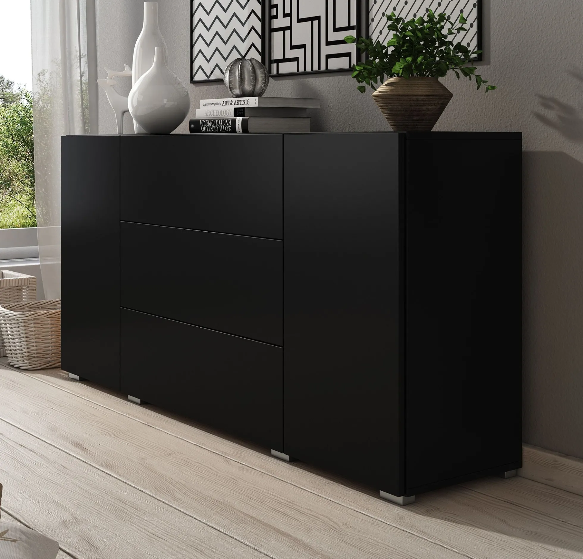 Bonzo - Dressoir - Zwart - 150x39x68 cm